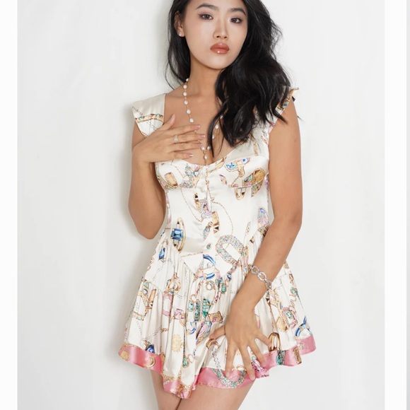 VANESSA MOONEY THE ELISABETH ROMPER DRESS in Jewelry Print Size Large - Picture 2 of 13